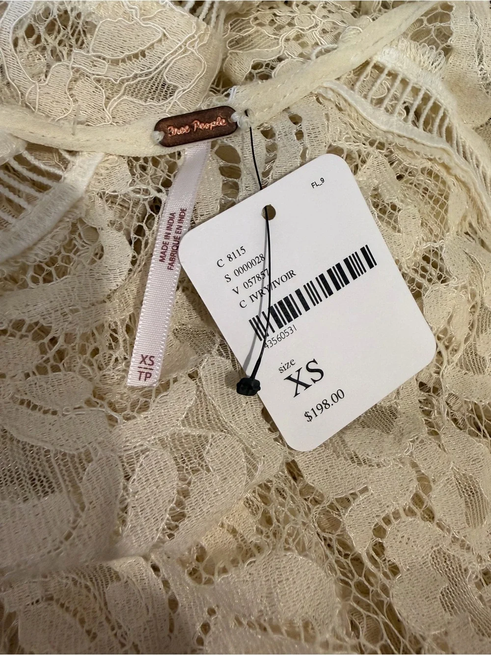NWT RARE Free People Rhiannon Lace Duster XS Ivory Bell Sleeve Boho